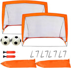 Kids Pop Up Football Goal Post (120x90cm) Foldable Soccer Net with Ball & Pump, Portable Outdoor Backyard Sports Training Activity, Garden Practice Game Gift Set for Children Ages 3+