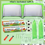 Kids Pop Up Football Goal Post (120x90cm) Foldable Soccer Net with Ball & Pump, Portable Outdoor Backyard Sports Training Activity, Garden Practice Game Gift Set for Children Ages 3+