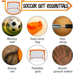Kids Pop Up Football Goal Post (120x90cm) Foldable Soccer Net with Ball & Pump, Portable Outdoor Backyard Sports Training Activity, Garden Practice Game Gift Set for Children Ages 3+