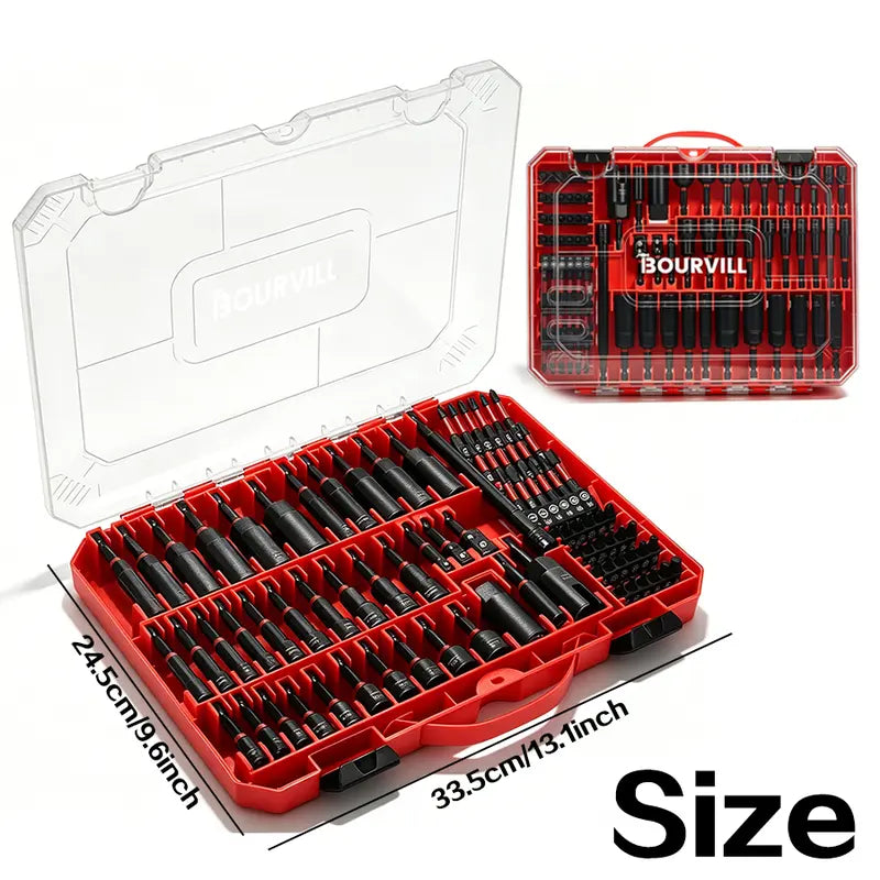 55Pcs Magnetic Impact Nut Driver Set, SAE & Metric, 1/4" Hex Shank Impact Ready, with Socket Adapters & Extension - Pro Mechanic Grad