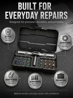 24-in-1 ModularRatchet Screwdriver Setwith Multi-AngleDetachable Handle